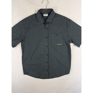 Monet Skateboards Mens Small Plaid Short Sleeve Button Down Shirt Navy Green